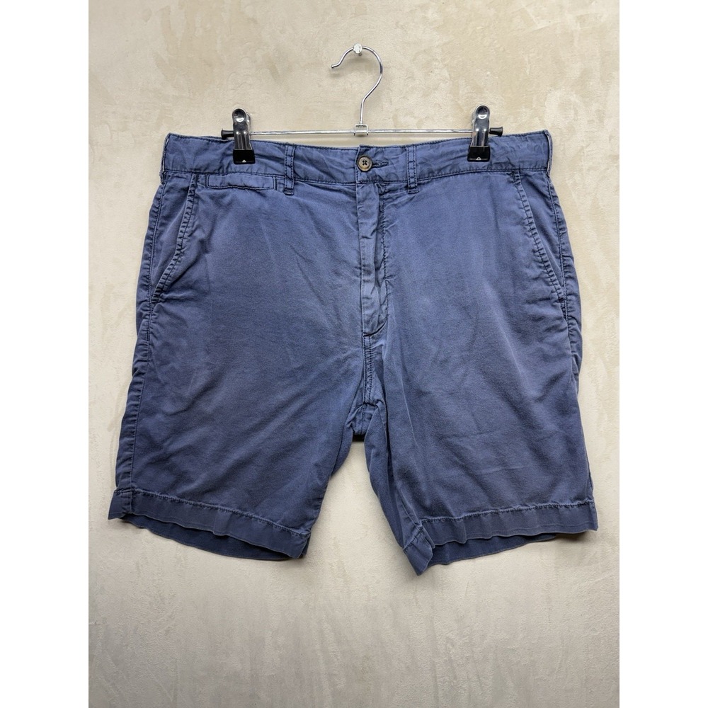 Faherty Harbor Shorts Mens M 31 Cotton Lyocell Chino Flat Front Slate Blue Navy